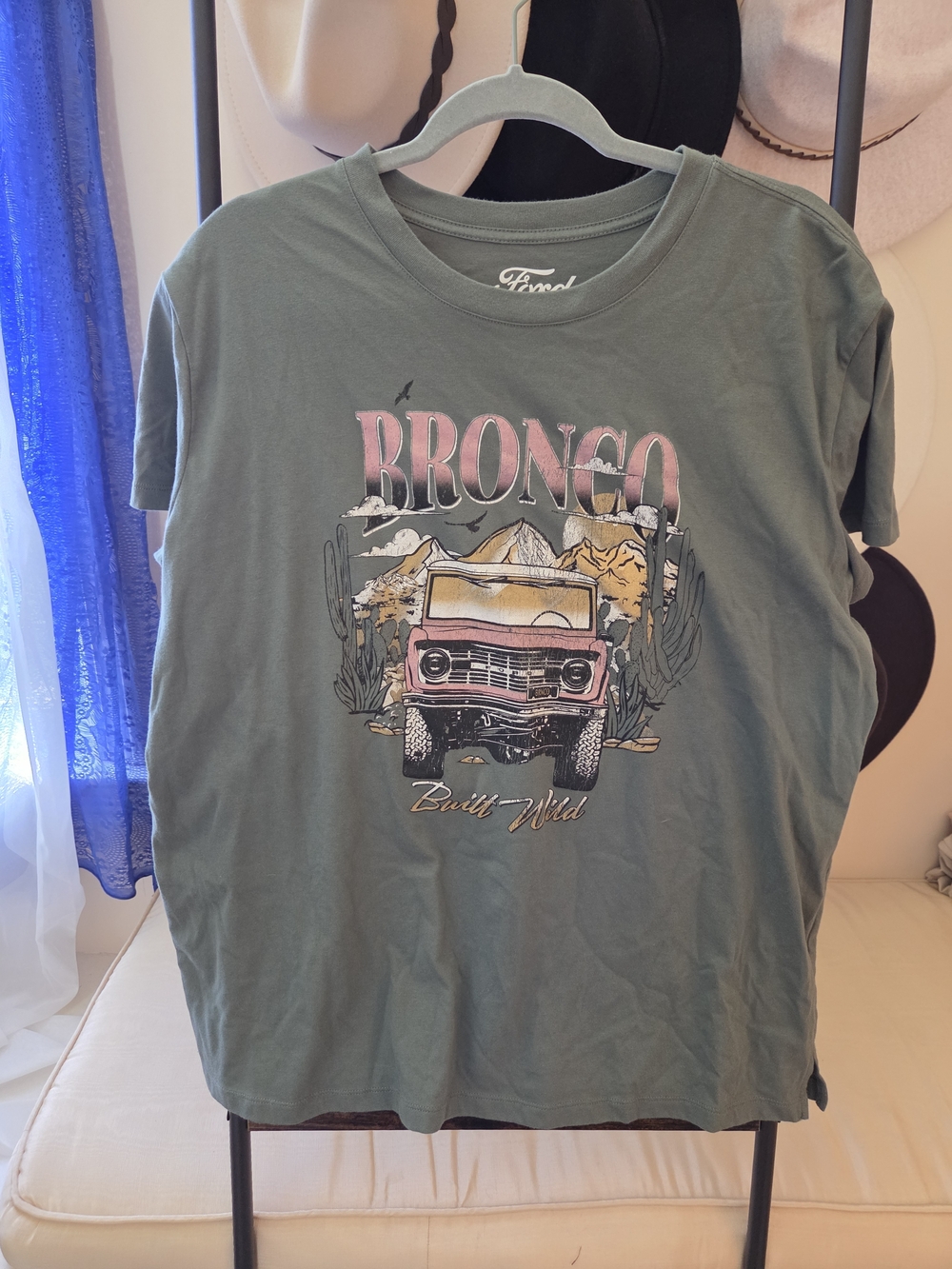 Maurices Olive Green Bronco Graphic Tee with Pink Accent